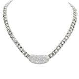 107722, 14K GOLD PLATED MICRO PAVE CUBIC ZIRCONIA ACCENT DESIGNER INSPIRED NECKLACE