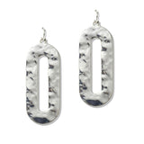 112717, HAMMERED TEXTURE OPEN OVAL DROP EARRINGS