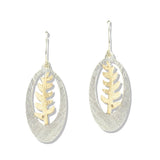 112735, BRUSHED OPEN OVAL SPRIG DANGLE EARRINGS