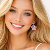 112751, USA PATRIOTIC AMERICAN FLAG ENAMEL PAW PRINT DANGLE EARRINGS