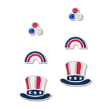 112752, USA PATRIOTIC AMERICANA STUD EARRING SET