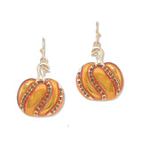112760, HALLOWEEN THANKSGIVING SPARKLING RHINESTONE PUMPKIN DROP EARRINGS