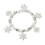 112798, CHRISTMAS AB CRYSTAL SNOWFLAKE CHARM STRETCH BEADED BRACELET