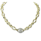 108597, 14K GOLD PLATED PAVE CUBIC ZIRCONIA ACCENT NECKLACE