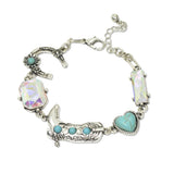 112800, WESTERN COWBOY BOOT AND HORSESHOE CHARM LINK BRACELET