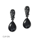 112813, CRYSTAL TEARDROP CLIP ON EARRINGS