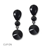 112815, TEARDROP AND ROUND CRYSTAL TIERED DROP CLIP ON EARRINGS