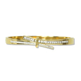 112824, STAINLESS BYPASS CRYSTAL HINGED BANGLE BRACELET