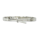 112824, STAINLESS BYPASS CRYSTAL HINGED BANGLE BRACELET