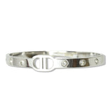 112825, STAINLESS STEEL CUTOUT EMBLEM CRYSTAL HINGED BANGLE BRACELET