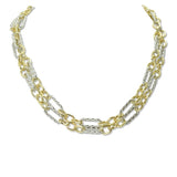 112827, 14K GOLD PLATED, 36 INCH TWO TONE CONVERTILE WRAP LINK CHAIN NECKLACE