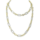 112827, 14K GOLD PLATED, 36 INCH TWO TONE CONVERTILE WRAP LINK CHAIN NECKLACE
