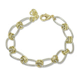 112829, TIMELESS 14K GOLD PLATED TWO TONE TEXTURED LINK CHAIN BRACELET