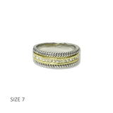 112831, TIMELESS 14K GOLD PLATED CABLE BAND CZ RING