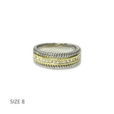 112831, TIMELESS 14K GOLD PLATED CABLE BAND CZ RING