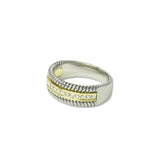 112831, TIMELESS 14K GOLD PLATED CABLE BAND CZ RING