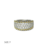 112832, TIMELESS 14K GOLD PLATED MULTI ROW PAVE CZ RING