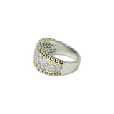 112832, TIMELESS 14K GOLD PLATED MULTI ROW PAVE CZ RING