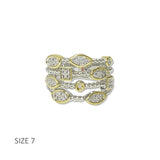 112833, TIMELESS 14K GOLD PLATED TWO TONE MULTI ROW CABLE BAND RING
