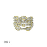 112833, TIMELESS 14K GOLD PLATED TWO TONE MULTI ROW CABLE BAND RING