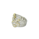 112833, TIMELESS 14K GOLD PLATED TWO TONE MULTI ROW CABLE BAND RING