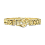 112837, METALLIC BUCKLE MOTIF CURB CHAIN HINGED BANGLE BRACELET