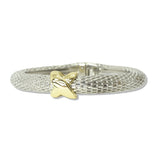 112840, TIMELESS 14K GOLD PLATED X ACCENT MESH WOVEN HINGED BANGLE BRACELET