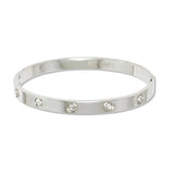 112841, STAINLESS STEEL FLUSH SET CRYSTAL HINGED BANGLE BRACELET