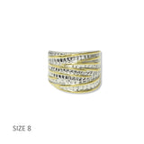 112862, TIMELESS 14K GOLD PLATED TWO TONE MULTI ROW TEXTURED RING