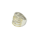 112862, TIMELESS 14K GOLD PLATED TWO TONE MULTI ROW TEXTURED RING