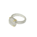 112863, TIMELESS 14K GOLD PLATED TWO TONE PAVE CZ CUSHION RING