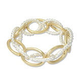 112870, OVAL TWISTED ROPE ACCENT CHAIN STRETCH BRACELET
