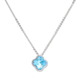 112856, CLOVER CUBIC ZIRCONIA HALO PENDANT NECKLACE