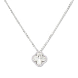 112856, CLOVER CUBIC ZIRCONIA HALO PENDANT NECKLACE