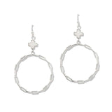 112860, CROSS ACCENT PAPERCLIP HOOP DROP EARRINGS