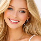 112878, CROSS ACCENT BEADED HOOP EARRINGS