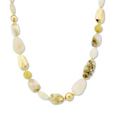 112880, MARBLED RESIN AND HAMMERED NUGGET STRAND NECKLACE