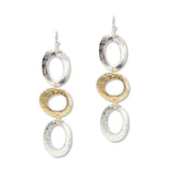 112898, TEXTURED OPEN OVAL TIERED DROP EARRINGS