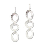 112898, TEXTURED OPEN OVAL TIERED DROP EARRINGS