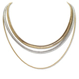112901, MIXED METAL LAYERED HERRINGBONE CHAIN NECKLACE