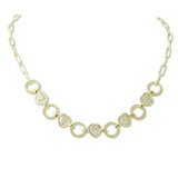 112921, 14K GOLD PLATED PAVE AND CZ HEART NECKLACE