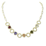 112921, 14K GOLD PLATED PAVE AND CZ HEART NECKLACE