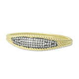 112937, 14K GOLD PLATED CZ TWISTED ROPE HINGED BANGLE BRACELET