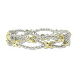 112938, 14K GOLD PLATED X ACCENT ROPE HINGED BANGLE BRACELET