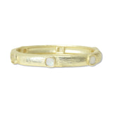 112939, 14K GOLD PLATED MOP TEXTURED HINGED BANGLE BRACELET