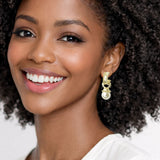 112945, 14K GOLD PLATED PEARL ACCENT C-HOOP EARRINGS