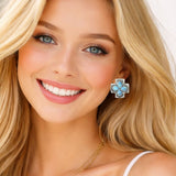 112950, WESTERN TURQUOISE CROSS STUD EARRINGS