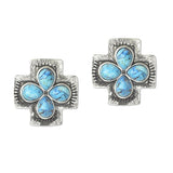 112950, WESTERN TURQUOISE CROSS STUD EARRINGS
