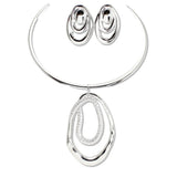 112956, CLEAR CRYSTAL PAVE ABSTRACT PENDANT COLLAR NECKLACE