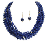 112957, MULTI STRAND WOVEN BEAD STATMENT NECKLACE